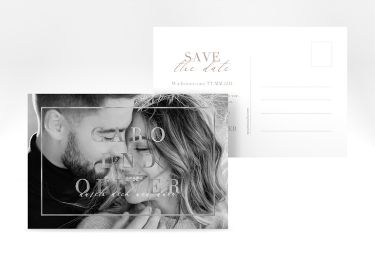 Save the Date-Postkarte Moment A6 Postkarte beige silber