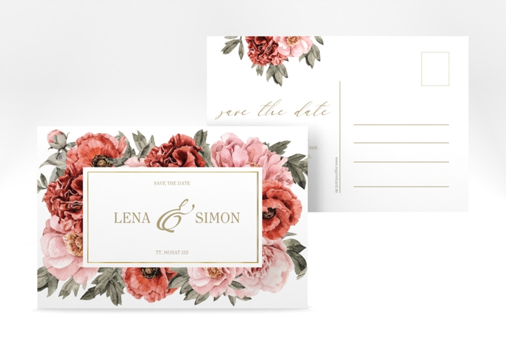 Save the Date-Postkarte Amapola A6 Postkarte weiss gold