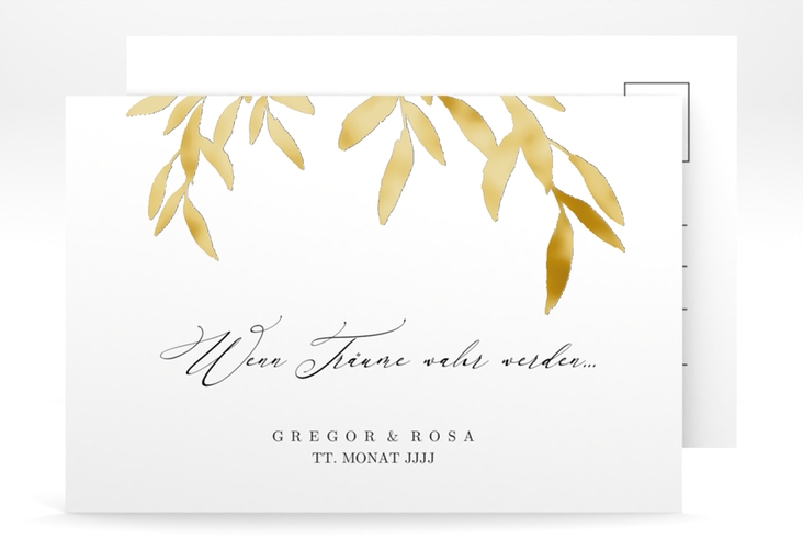 Save the Date-Postkarte Demure A6 Postkarte weiss gold