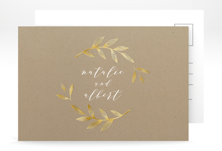 Save the Date-Postkarte Naturelove A6 Postkarte weiss gold