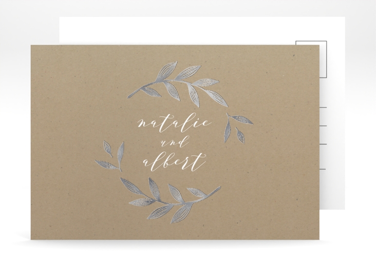 Save the Date-Postkarte Naturelove A6 Postkarte weiss silber