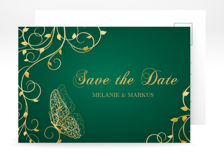 Save the Date-Postkarte Eternity A6 Postkarte gruen gold