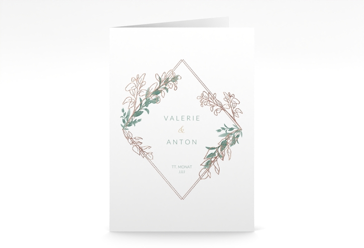 Kirchenheft Hochzeit Verde A5 Klappkarte hoch weiss rosegold