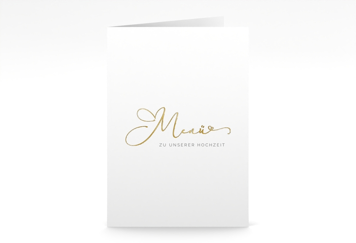 Menükarte Hochzeit Jawort A5 Klappkarte hoch weiss gold modern minimalistisch mit veredelter Aufschrift