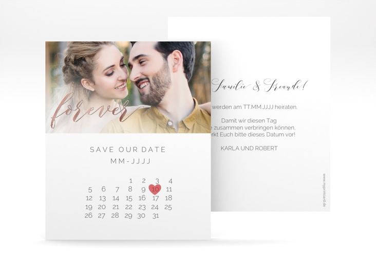 Save the Date-Kalenderblatt Promise Kalenderblatt-Karte weiss rosegold