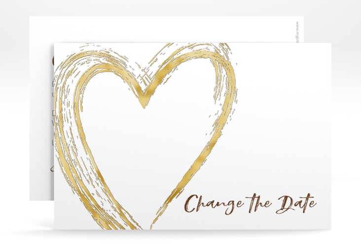 Change the Date-Karte Liebe A6 Karte quer braun gold