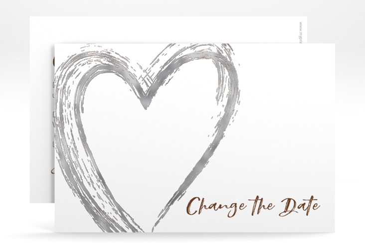 Change the Date-Karte Liebe A6 Karte quer braun silber