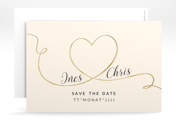 Save the Date-Karte Hochzeit Dolce A6 Karte quer beige gold