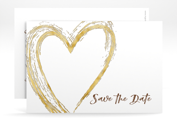 Save the Date-Karte Liebe A6 Karte quer braun gold