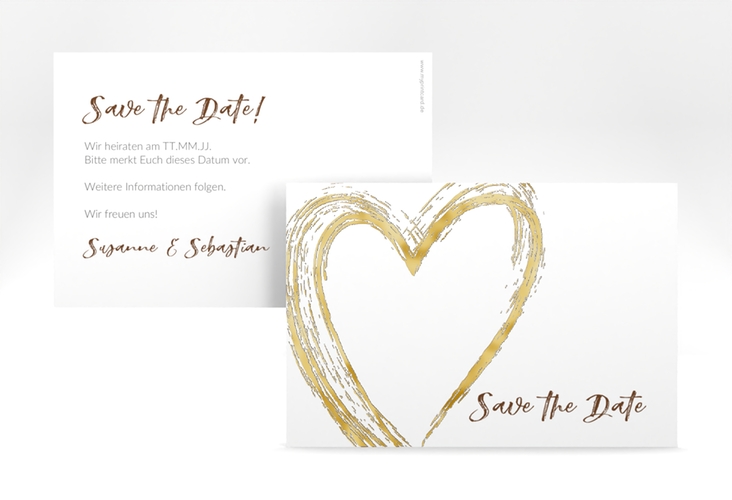 Save the Date-Karte Liebe A6 Karte quer braun gold