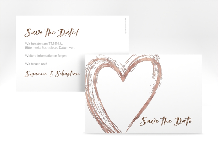 Save the Date-Karte Liebe A6 Karte quer braun rosegold