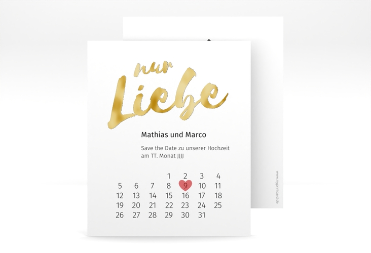 Save the Date-Kalenderblatt Message Kalenderblatt-Karte weiss gold