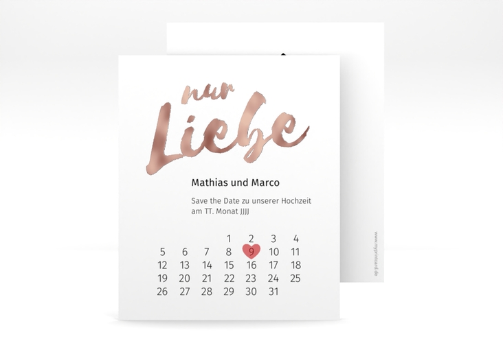 Save the Date-Kalenderblatt Message Kalenderblatt-Karte weiss rosegold