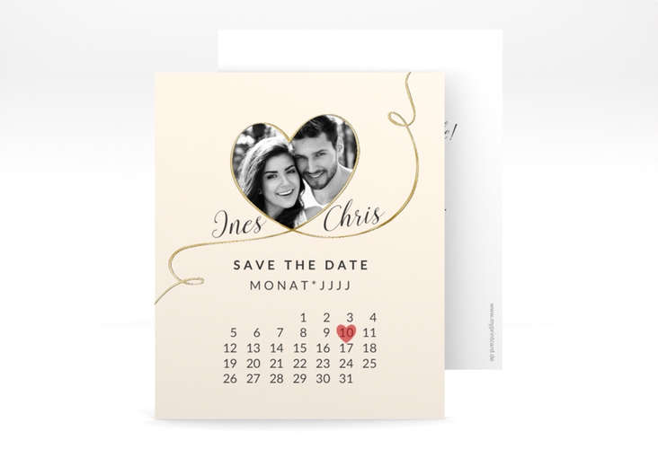 Save the Date-Kalenderblatt Dolce Kalenderblatt-Karte beige gold