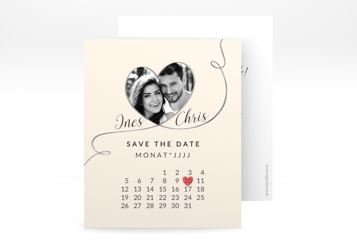 Save the Date-Kalenderblatt Dolce Kalenderblatt-Karte beige silber