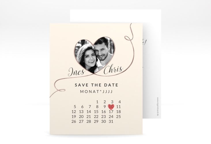 Save the Date-Kalenderblatt Dolce Kalenderblatt-Karte beige rosegold