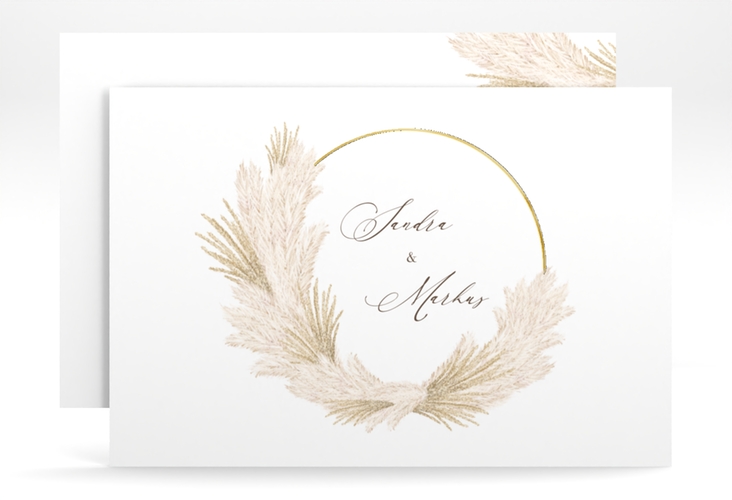 Save the Date-Karte Pumila A6 Karte quer weiss gold