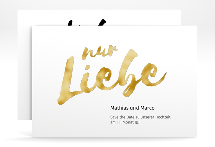 Save the Date-Karte Message A6 Karte quer weiss gold