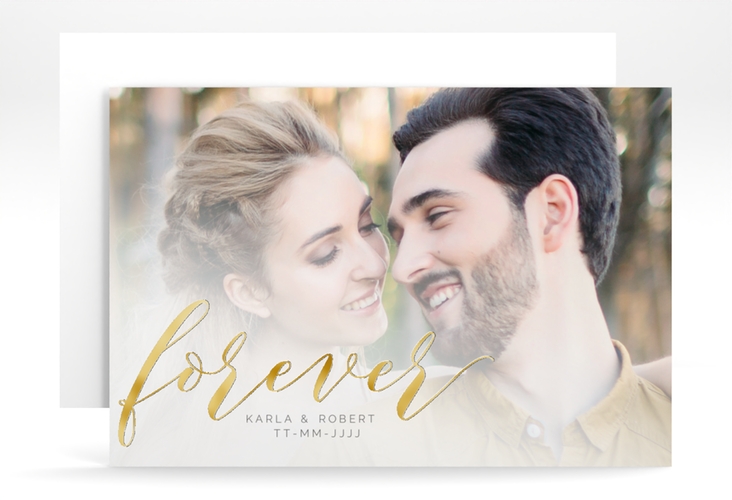 Save the Date-Karte Promise A6 Karte quer weiss gold