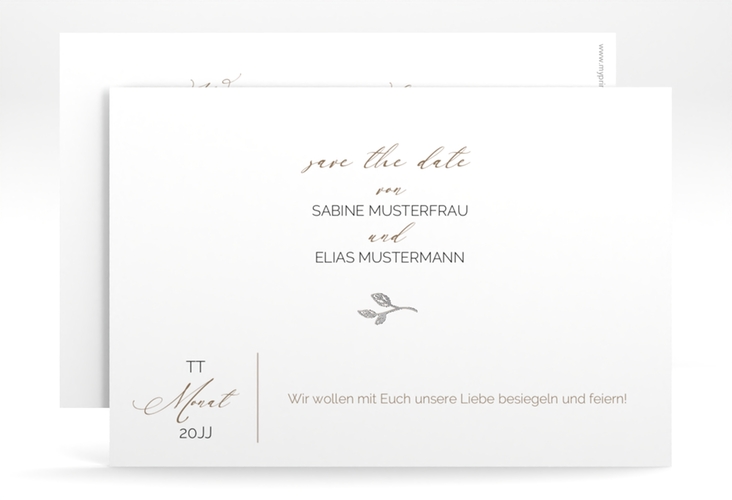 Save the Date-Karte Plain A6 Karte quer weiss silber