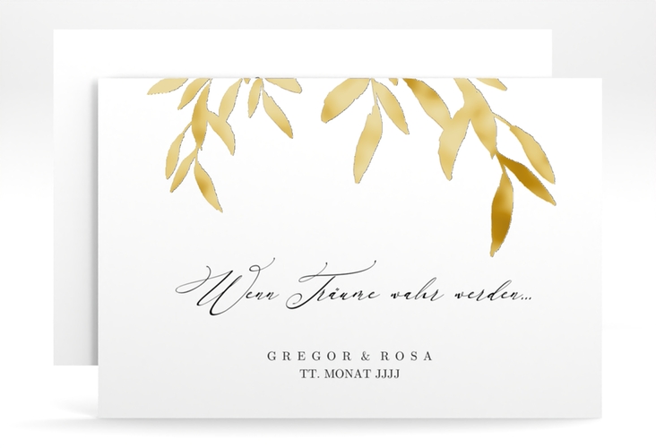 Save the Date-Karte Demure A6 Karte quer weiss gold