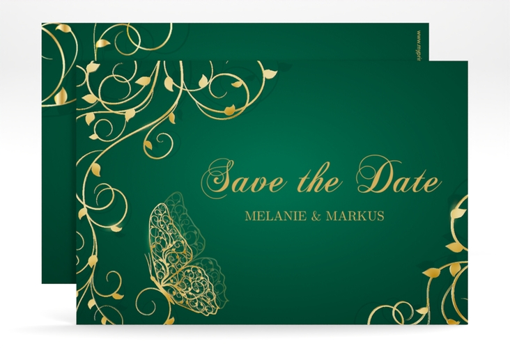 Save the Date-Karte Eternity A6 Karte quer gruen gold