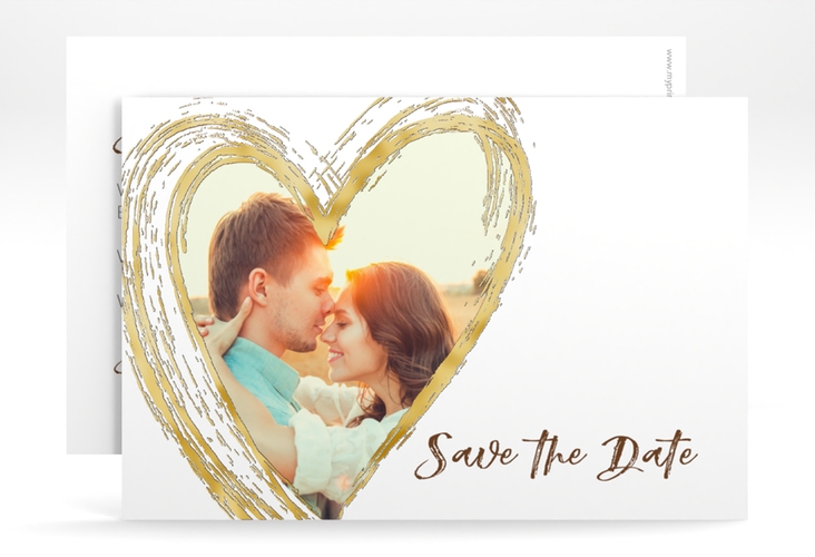 Save the Date-Karte Liebe A6 Karte quer braun gold