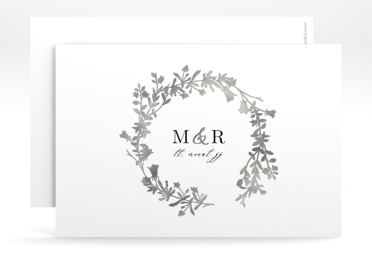 Save the Date-Karte Filigree A6 Karte quer weiss silber