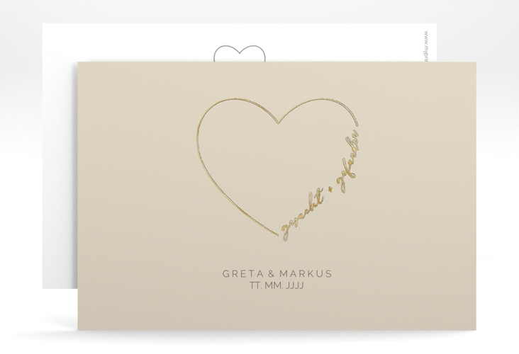 Save the Date-Karte Lebenstraum A6 Karte quer beige gold