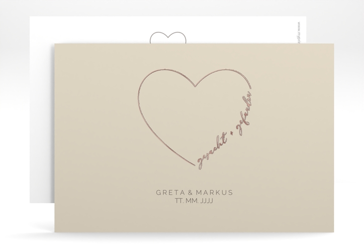 Save the Date-Karte Lebenstraum A6 Karte quer beige rosegold