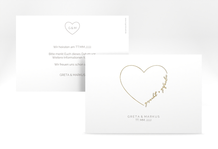 Save the Date-Karte Lebenstraum A6 Karte quer weiss gold