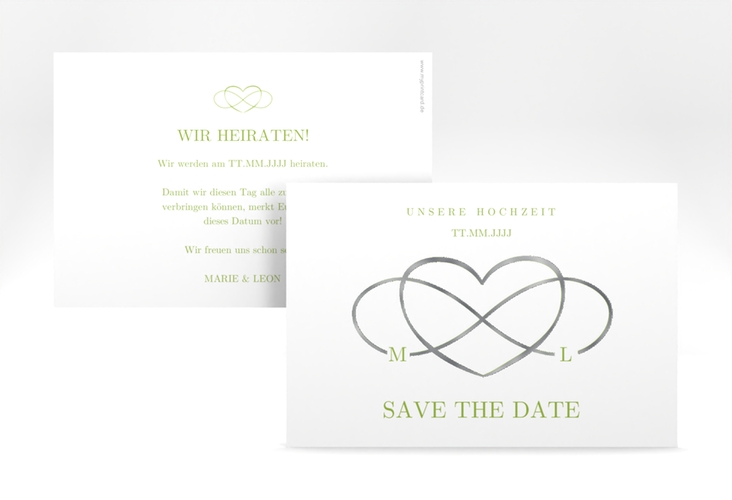 Save the Date-Karte Infinity A6 Karte quer gruen silber