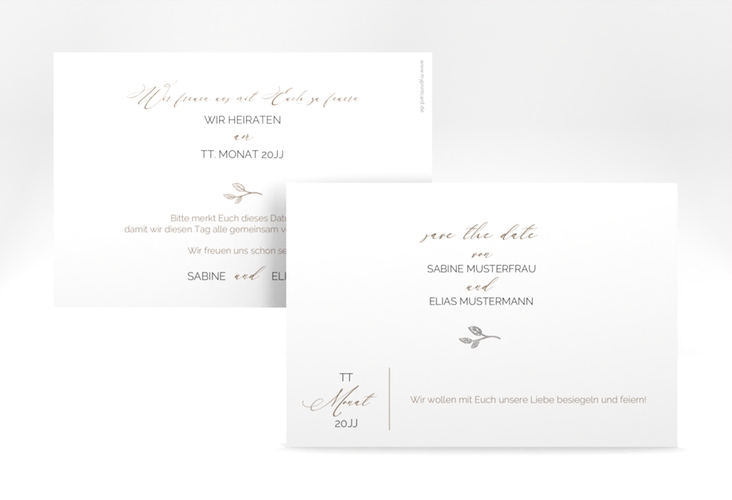 Save the Date-Karte Plain A6 Karte quer weiss silber