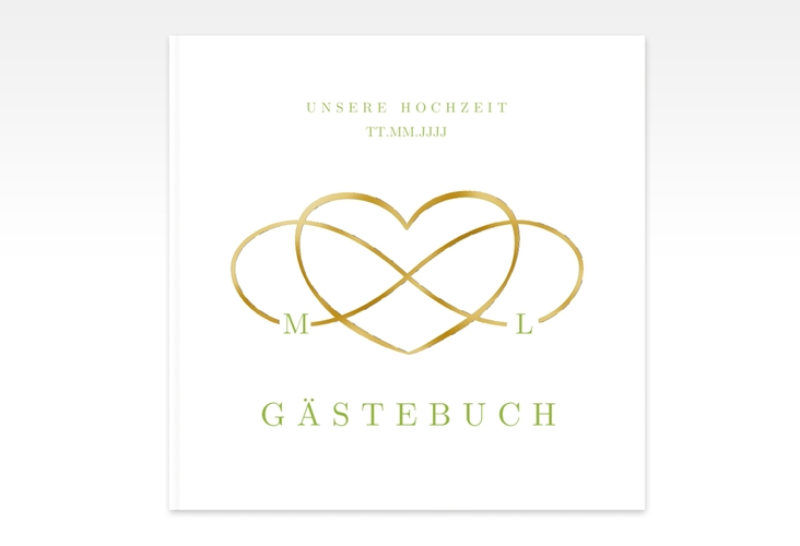 Gästebuch Creation Hochzeit Infinity 20 x 20 cm, Hardcover gruen gold