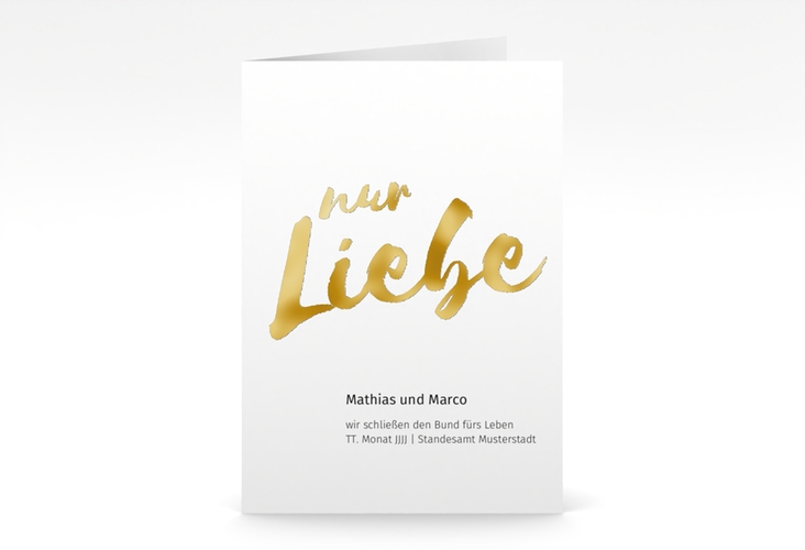 Einladungskarte Hochzeit Message A6 Klappkarte hoch weiss gold