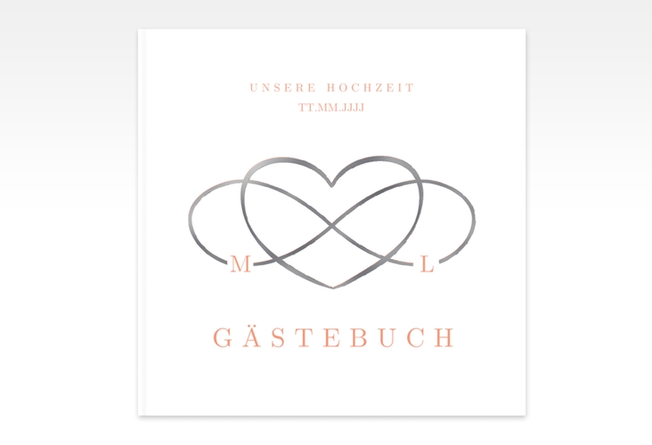 Gästebuch Creation Hochzeit Infinity 20 x 20 cm, Hardcover apricot silber