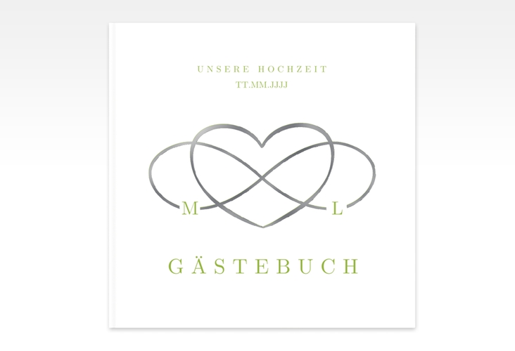 Gästebuch Creation Hochzeit Infinity 20 x 20 cm, Hardcover gruen silber