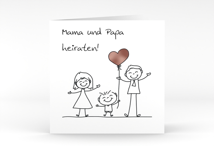 Hochzeitseinladung Family quadr. Klappkarte weiss rosegold