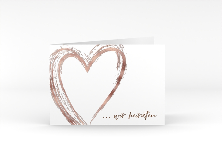 Hochzeitseinladung Liebe A6 Klappkarte quer braun rosegold