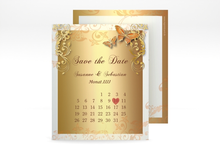 Save the Date-Kalenderblatt Toulouse Kalenderblatt-Karte orange gold