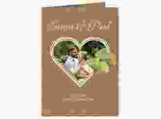 Danksagungskarte Hochzeit Ginko A6 Klappkarte hoch kraftpapier mit Herz und zwei Ginkgo-Blättern