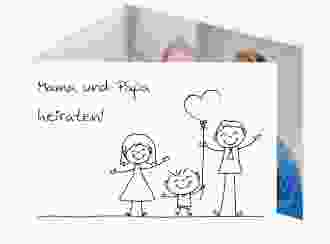 Hochzeitseinladung Family A6 Doppel-Klappkarte weiss