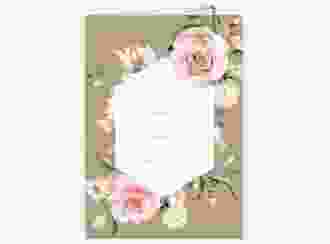 Kirchenheft Hochzeit Graceful A5 Klappkarte hoch Kraftpapier mit Rosenblüten in Rosa und Weiß