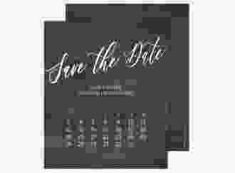 Save the Date-Kalenderblatt Chalkboard Kalenderblatt-Karte schwarz mit Folie