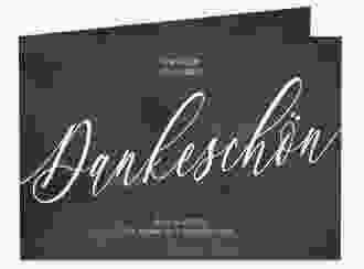 Danksagungskarte Hochzeit Chalkboard A6 Klappkarte quer schwarz mit Folie