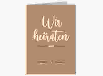 Einladungskarte Hochzeit Noble A6 Klappkarte hoch Kraftpapier mit elegantem Schriftzug