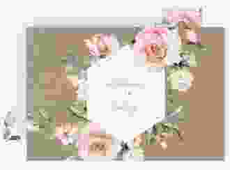 Change the Date-Karte Graceful A6 Karte quer Kraftpapier mit Rosenblüten in Rosa und Weiß