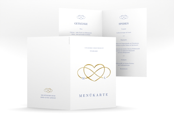 Menükarte Hochzeit Infinity A5 Klappkarte hoch gold