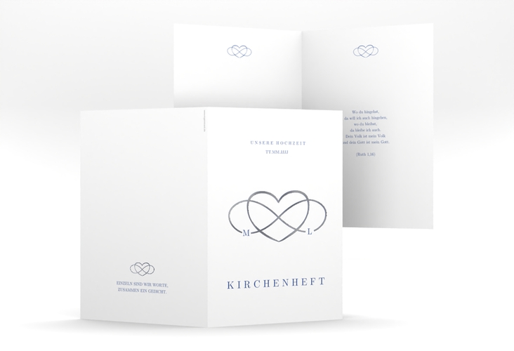 Kirchenheft Hochzeit Infinity A5 Klappkarte hoch silber