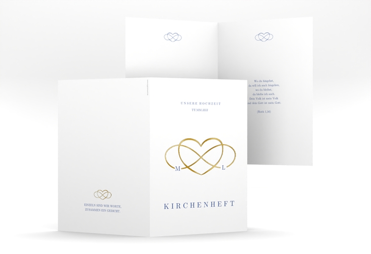 Kirchenheft Hochzeit Infinity A5 Klappkarte hoch gold